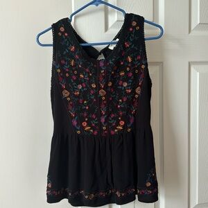 Embroidered sleeveless top
